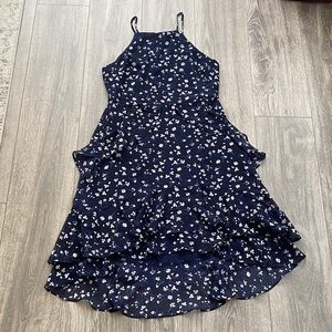 Banana Republic - Navy Blue Floral Tiered Midi Dress - Size 6
